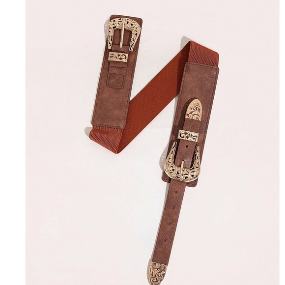 Boho Western Double Buckle Stretchy  Belt main image 4